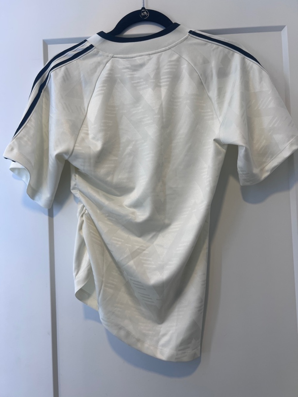 Adidas Rouched White Jersey with Black Trim and Three Stripes - Picture 5 of 6
